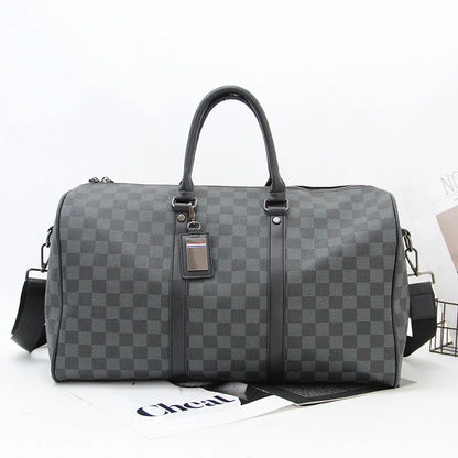 Para homem multifuncional resistente ao desgaste à prova d'água viagem grande capacidade negócios moda xadrez bagagem de mão bolsa de ombro