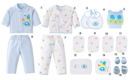 18 Piece/lot Newborn Baby Girl Clothes Set 100% Cotton Infant Baby Girl Set Soft Autumn Boys Clothing Baby Gift Without Box