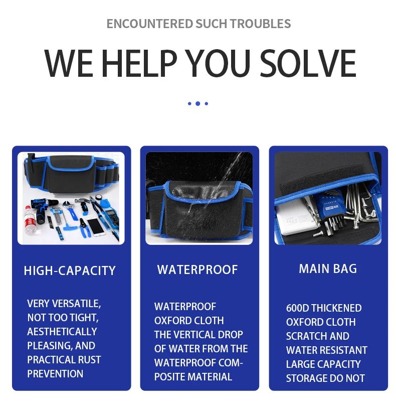Hardware and electric Tool Bag Multifunction Oxford Cloth Thickened Maintenance Aerial Work Pocket Portable Tool Pocket Waistbag