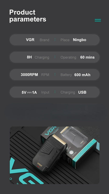 VGR Electric Shaver Professional Beard Trimmer Rechargeable Razors Foil Shaver Reciprocating Mini Shaving Machine for Man V-375