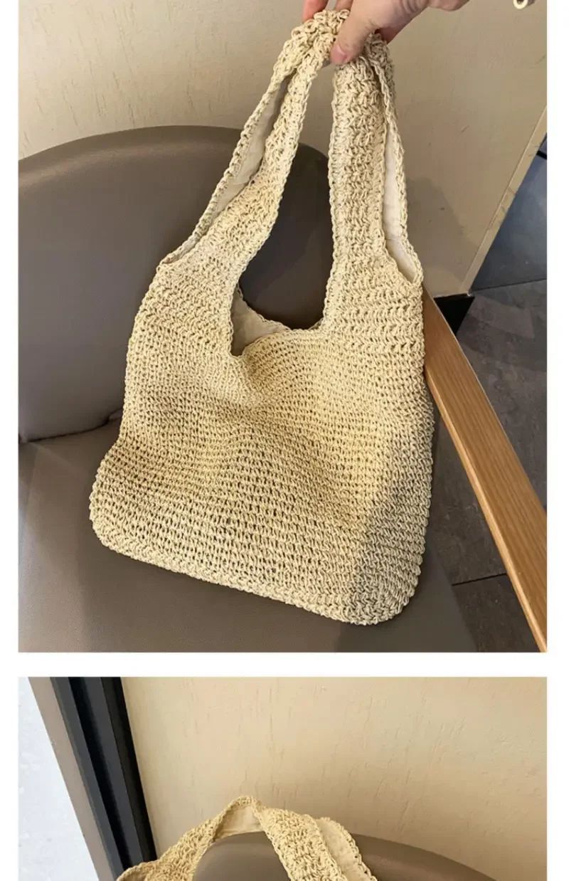 Fashion Straw Women Shoulder Bags Paper Woven Female Handbags Large Capacity Summer Beach Straw Bags Casual Tote Purses