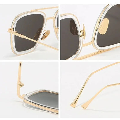 Tony Stark Sunglasses Iron Man Sun Glasses Vintage Square Metal Frames Men Sun Glasses Women's Driving Eyewear UV400 Glasses