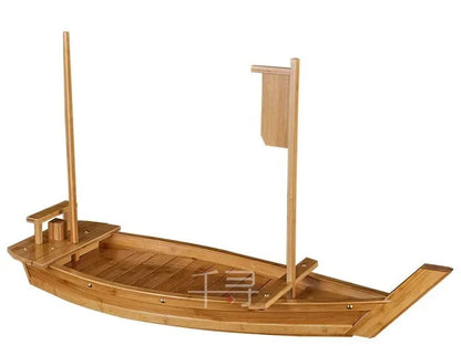 New luxury sashimi boat dry ice boat sashimi platter sushi tableware Japanese cuisine wooden sushi boat bamboo sushi tool