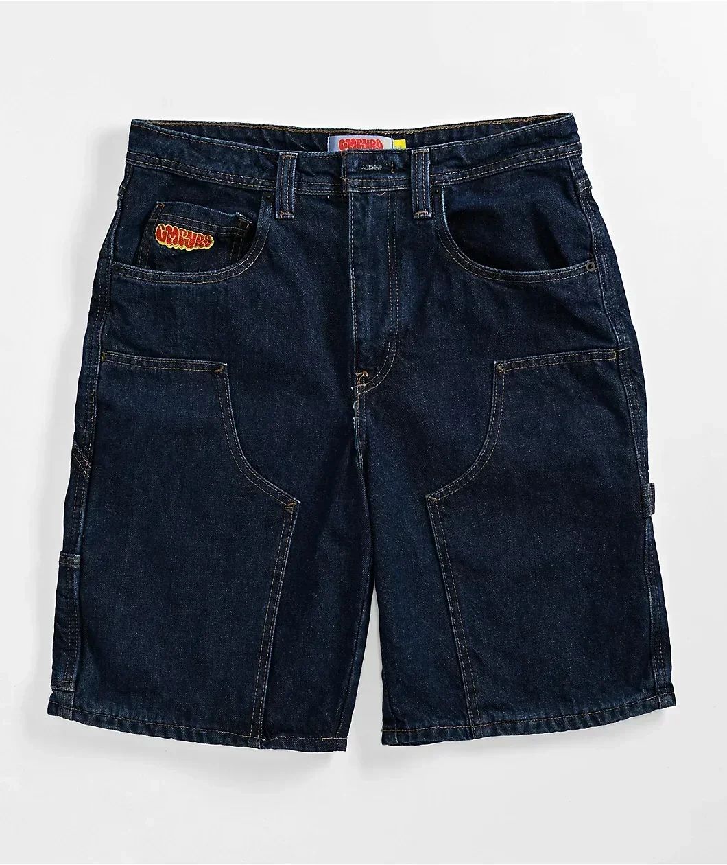 Empyre new gray denim skateboard shorts cartoon embroidery design loose jeans wide leg pants hip hop street Y2K couple pants
