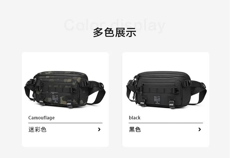 OZUKO  Tactical bag Fanny Pack Outdoor Sports Tactical  Multifunction Waterproof Male Chest Bag Mens Crossbody Bags