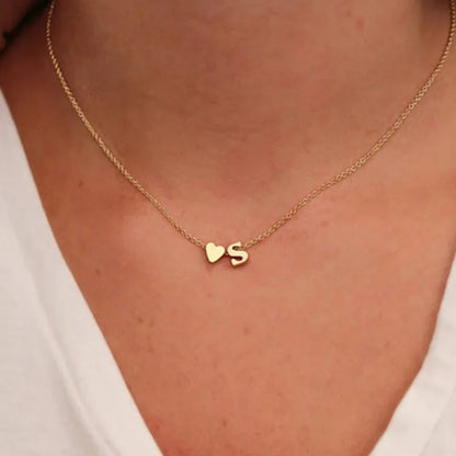 Colar Minúsculo com Pingente de Coração e Letra Inicial, da SUMENG Fashion, Banhado a Ouro ou Prata, Choker com Nome para Mulheres, Joia de Presente