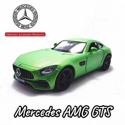 1:36 Escala Mercedes-Benz AMG GTS Modelo de Carro Réplica Veículo Diecast Miniatura Decoração de Interiores para Casa Escritório Presente de Natal Brinquedo para Crianças Meninos