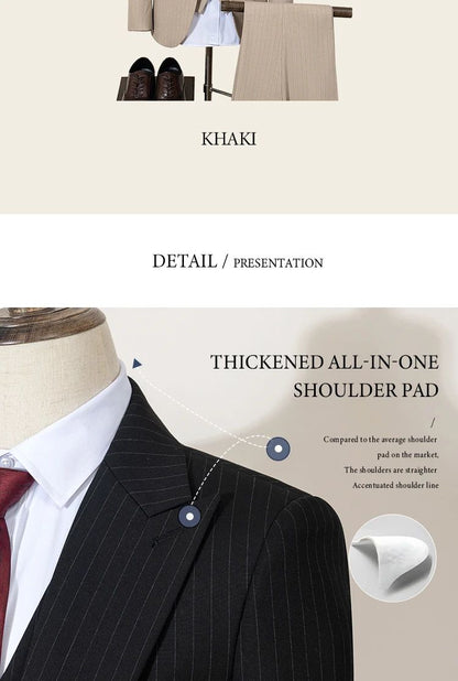 ST Cassy high-quality blue striped suits for men slim fit luxurious and elegant men's business suit 3-piece set full men's suit