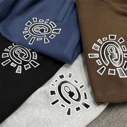 Vintage Graphic Print Streetwear Men Pants Fashion Hip Hop Joggers Men Clothing Casual Loose Buckle Feet Sweatpants Trousers