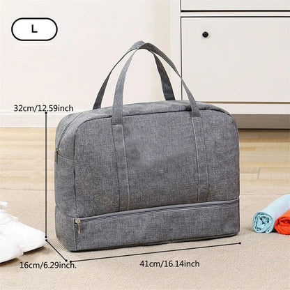 Large Capacity Fashion Travel Bag For Unisex Weekend Solid Color Handbag Wet And Dry Separation Travel Carry On Bags