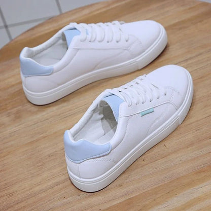 Tênis Feminino Designer Respirável Estudantes Sapatos Esportivos Casuais Sapatos De Couro Pu Brancos Femininos Sapatos Vulcanizados