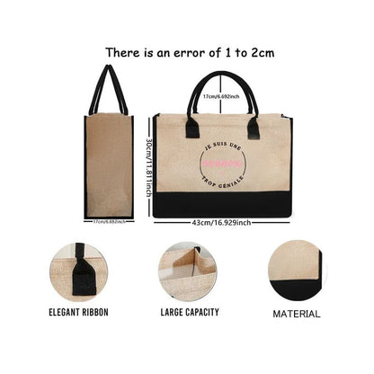 Text Printing Series Tote Bags Handbag Women's Beach Bags Reusable Large Capacity Shopping Bag for Lady