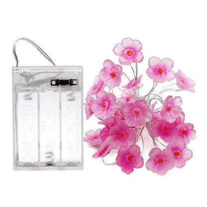 Cherry Blossom String Light Garland Artificial Flower Vines Fairy Lights for Christmas Wedding Party Bedroom Decoration