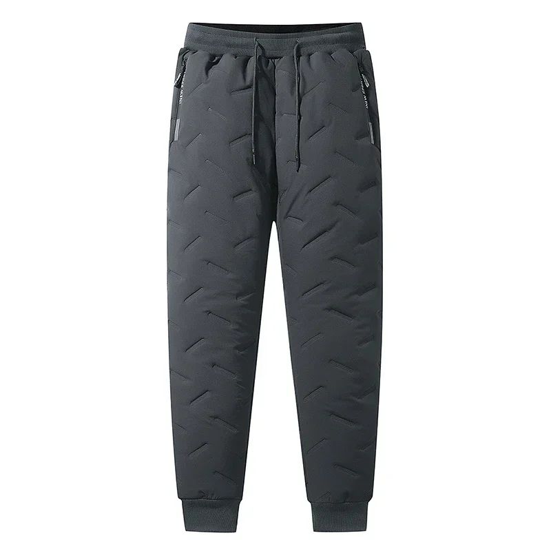 7xl Winter Down Cotton Pants Men's Casual Waterproof Zipper Pocket Thickened Wool Warm Pants Jogger Outdoor Cold-proof Ski Pants