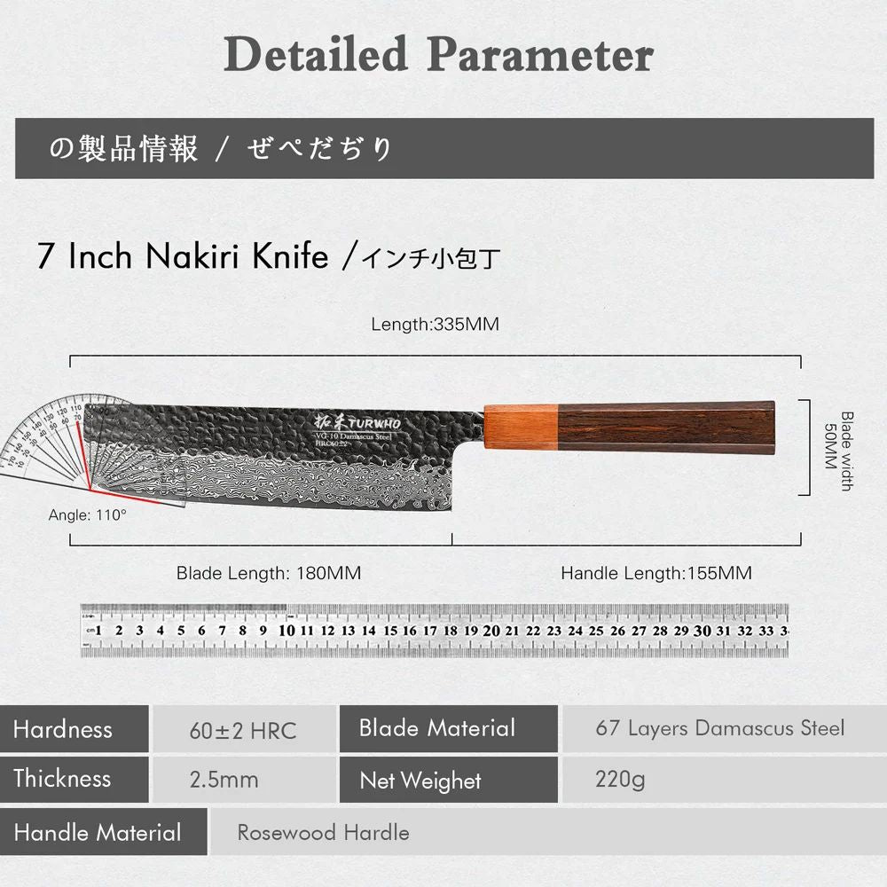 TURWHO 1-5PCS Kitchen Knives Set Hand Forged Damascus Steel Japanese Handmade Chef Knife Cleaver Santoku Utility Cooking Tools