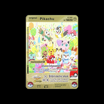 Pokémon 183200 Pontos Alto HP Cartas de Metal Douradas Pretas Inglês Francês Vmax Mega GX Coleção de Cards Charizard Pikachu Mewtwo