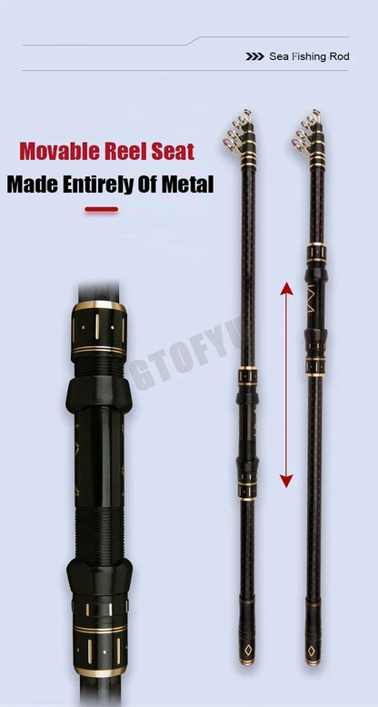 Vara de Pesca Telescópica de 2.1m-4.5m Vara de Surf para Viagem de Spinning 10-250g de Potência Vara de Arremesso de Longa Distância Vara de Baitcasting de Alto Carbono