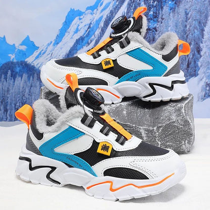 Winter Kids' Cotton Shoes For Boys Warm Plush Anti-slip Children Running Sneakers Outdoor Comfortable Casual Walking Shoes