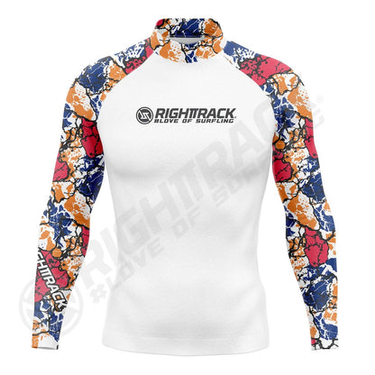 Hot Men's Surfing Shirt Flowers Camo Lycra Rashguard RIGHTTRACK Surf Sportswear Beach UV Swimwear UPF50 Clothes