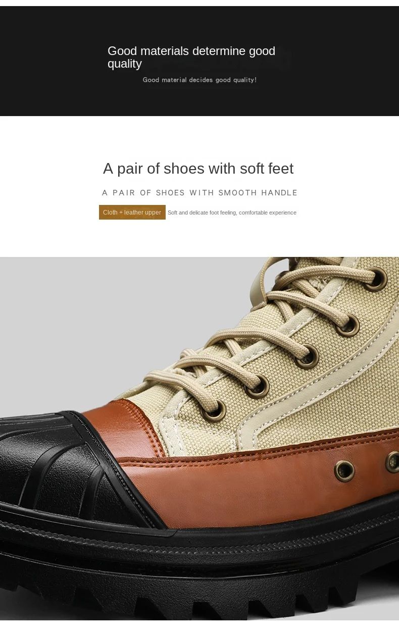 Men's Shoes  Autumn and Winter Breathable High-top Boots Heightened Thick-soled All Match Canvas Casual Shoes Mens Boots