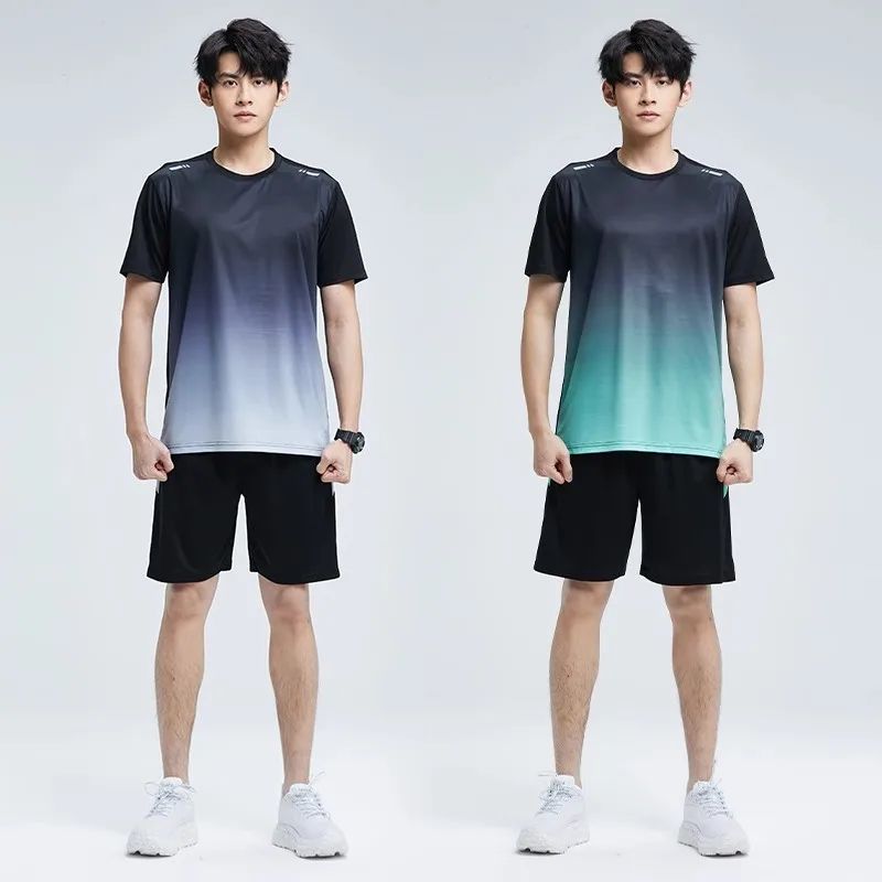 Running Sets Men Sportswear Short sleeve Clothes Fitness Basketball tennis Soccer Plus Size Gym Clothing 2 pieces Sports Suits