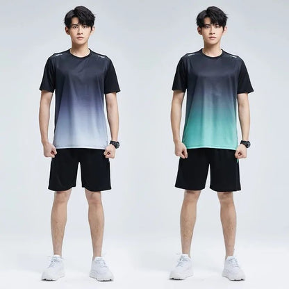 Running Sets Men Sportswear Short sleeve Clothes Fitness Basketball tennis Soccer Plus Size Gym Clothing 2 pieces Sports Suits