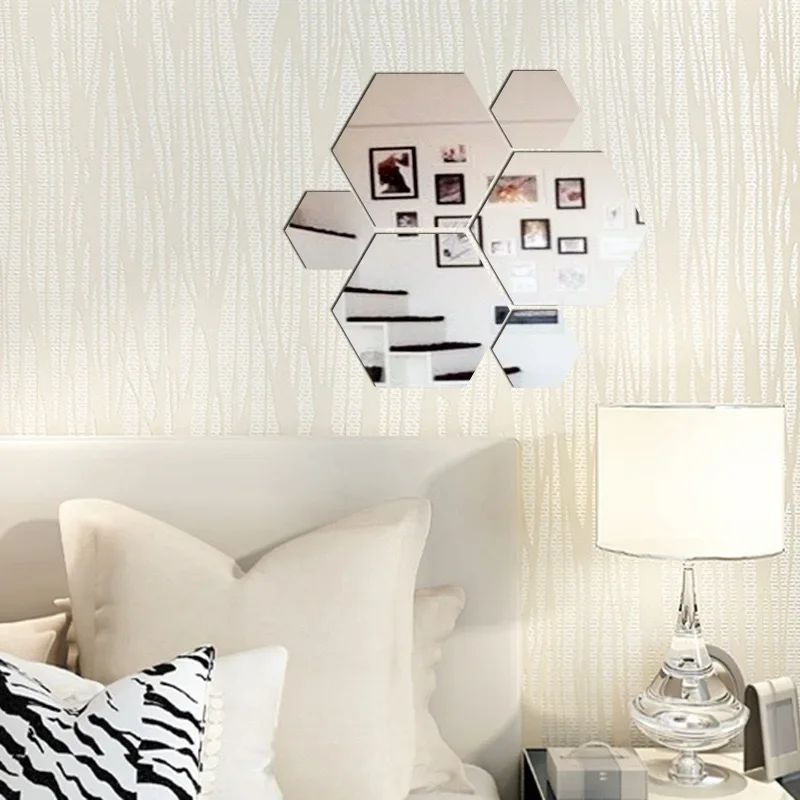 3/6/12pcs 3D Hexagon Mirror Wall Sticker DIY TV Background Living Room Stickers Wall Decor Bedroom Bathroom Home Decoration
