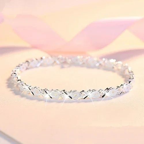 Pulseira de Luxo Coração Vazado Prata 925 Zircônia para Mulheres Joias de Festa Presentes de Moda Coreana Doce e Estilosa