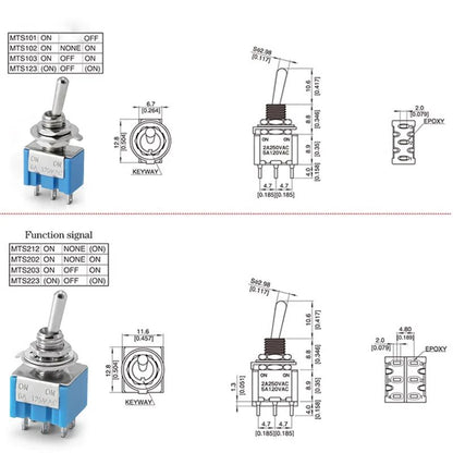 10PCS Toggle Switches Mini 3Pin 6Pin ON-ON/ON-OFF-ON Power Button Switch Car MTS-102 MTS-103 MTS-202 MTS-203