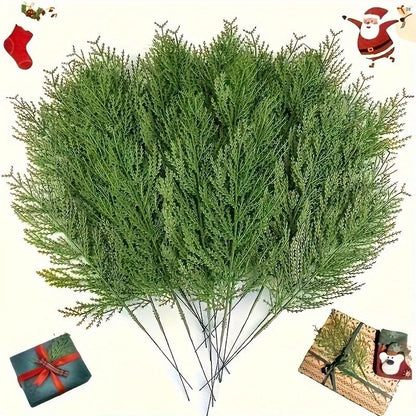 24pc Artificial Plants Pine Branches Evergreen Pines Leaves Sprigs Christmas Stem for DIY Wreath Gift Christmas Home Decorations