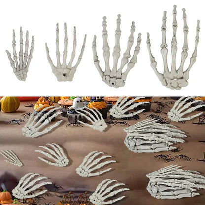1 Pair Of Halloween Skeleton Hands Haunted House Bar Party Plastic Horror Props Dummy Hands Bones Halloween Scene Decor Supplies