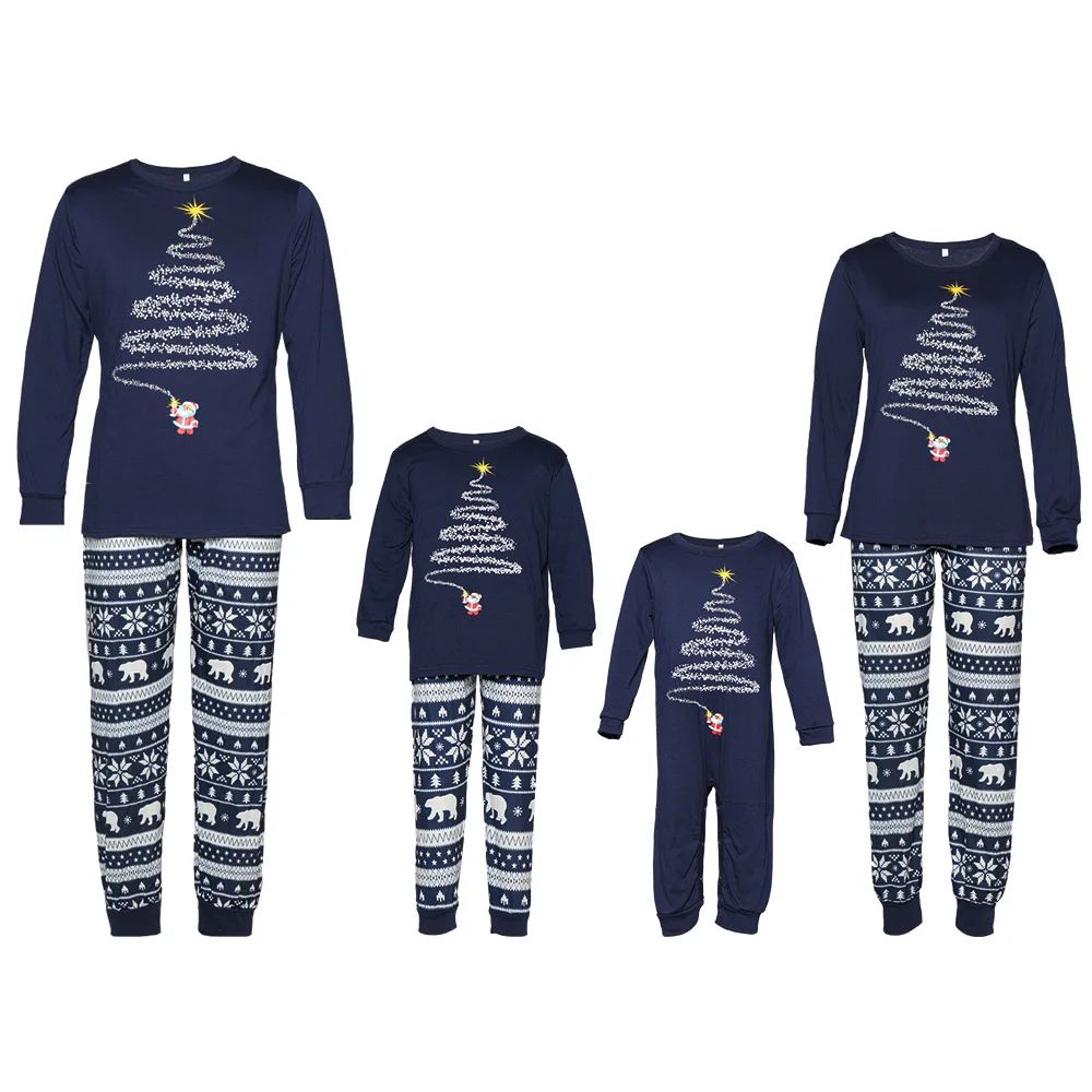 New Family Christmas Pajamas Mom Dad Kids Matching Clothing Set Baby Dog Romper Pjs Soft Loose 2 Pieces Suit Homewear Xmas Look