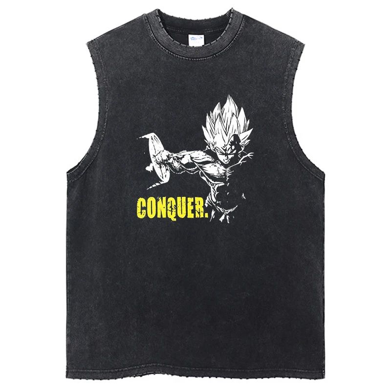 Streetwear Gym Sleeveless Tshirt Vintage Sports Tank Tops Sleeveless Dragon Ball Anime Graphic Harajuku Cotton Vest T-Shirts