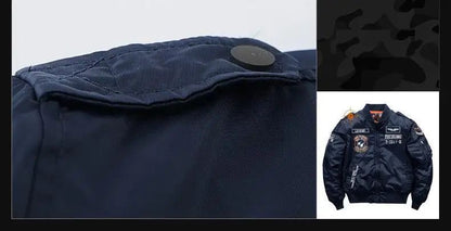 Winter Hip Hop Thick Warm Jacket Men High Quality Military Motorcycle Ma-1 Aviator Pilot Coats Male Baseball Bomber Jacket