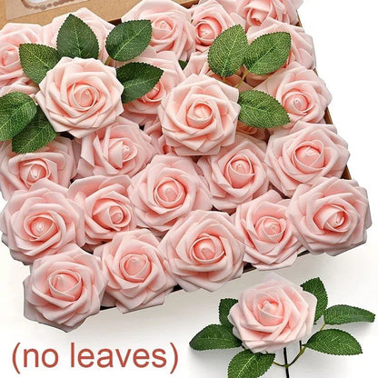 30/10PCS Artificial Foam Rose Flower Heads Bride Bouquet Flower for Home Wedding Party Table Decoration DIY Scrapbook Supplies