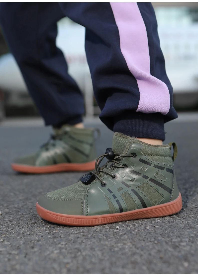 Fashion Kids Snow Boots Wide ToeBox Shoes Kid's Waterprof Barefoot Sneakers Boys Girls Warm Cotton Lightweight Non-slip Sneakers