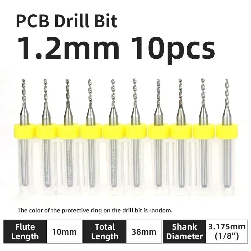 Broca PCB 10pcs Conjunto de Brocas Micro Diâmetro de Aço Tungstênio 1/8" Cabo Fixo Mini Broca CNC 0.1-3.175mm