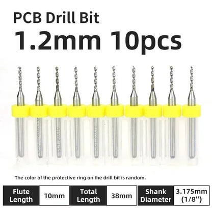 Broca PCB 10pcs Conjunto de Brocas Micro Diâmetro de Aço Tungstênio 1/8" Cabo Fixo Mini Broca CNC 0.1-3.175mm