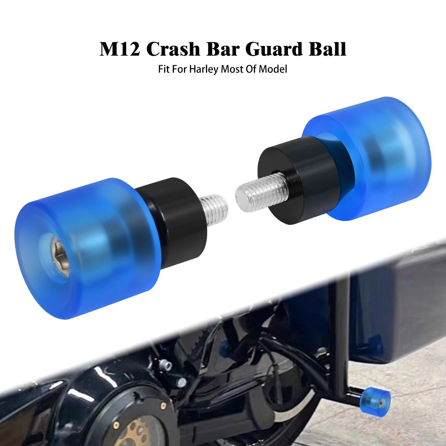 Protetor de motor contra queda M12 para motocicleta, protetor de barra de impacto, preto/azul, para Harley Touring FLHR Softail Dyna Sportster