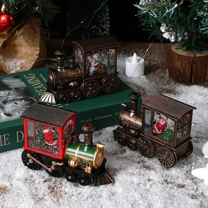 2026 Christmas Gift Christmas Crystal Ball Ornaments LED Lights Train Santa Claus Merry Christmas Decoration for Home Party Xmas
