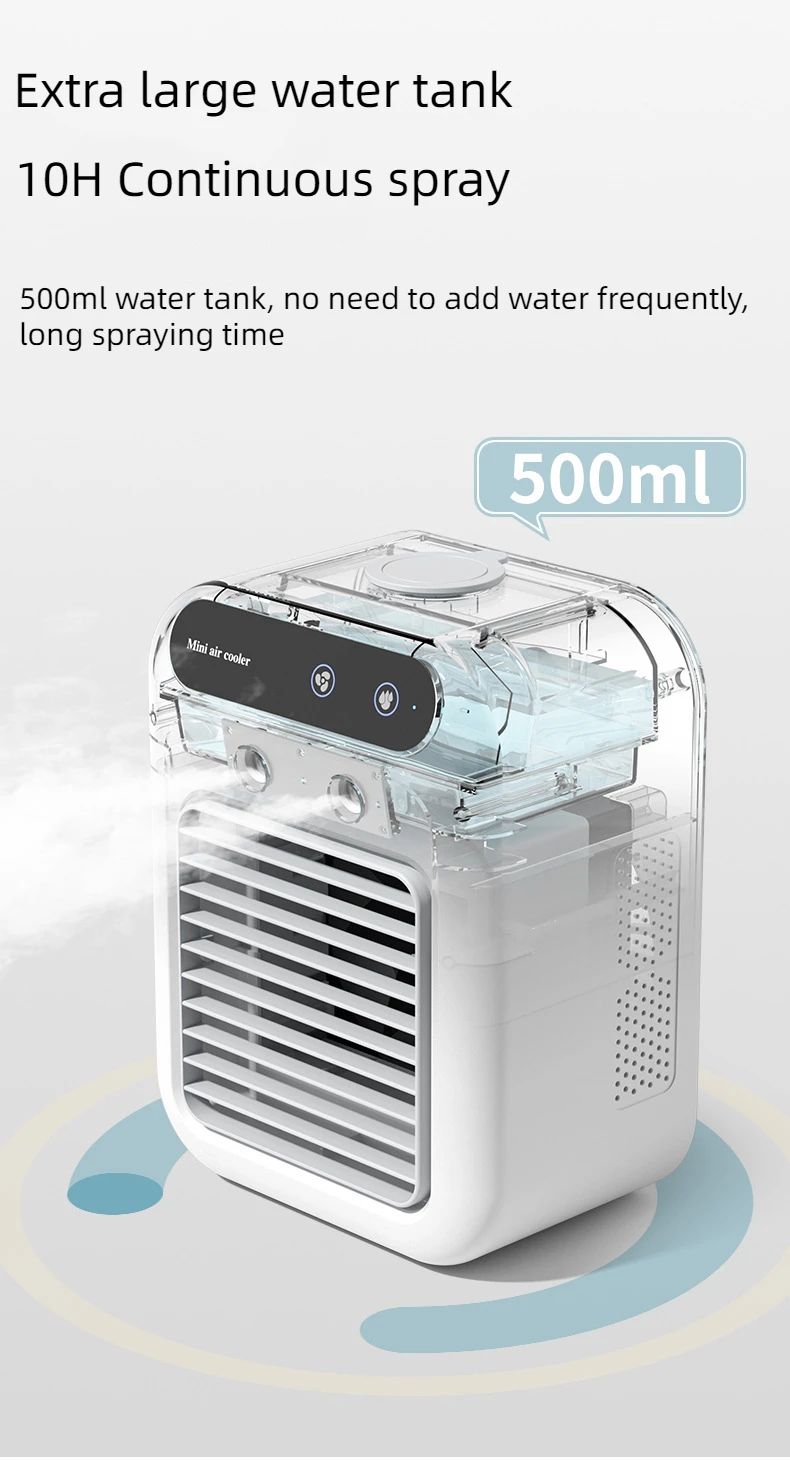 Ventilador de mesa USB Mini resfriador de ar com tanque de água Dispositivo de resfriamento pessoal portátil Bateria de lítio de 1800mAh Ventilador de operação de baixa voltagem