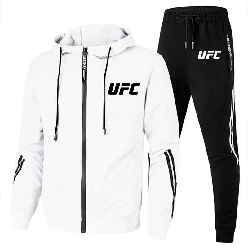 New UFC Men's Casual Sportswear Set, Flowered Outdoor Motorcycle Comfort Men's Set 2025, Fashionable Pants and Jackets