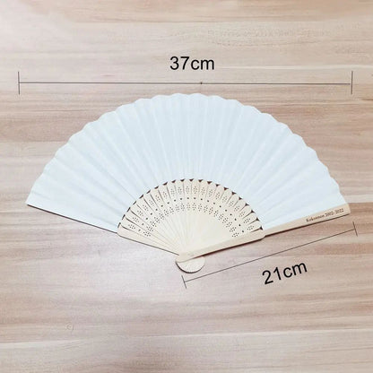 Personalized Engraved White Folding Elegant Paper Fan with Gift bag Portable Party Wedding Supplies