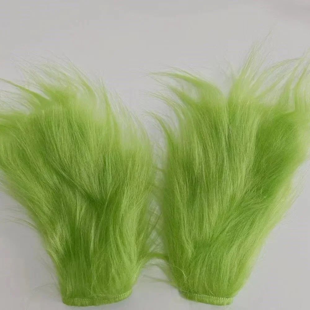 2024 New Christmas Costume Cosplay Clothes Dress Up Santa Claus Weird Green Haired Monster Grinch Party Performance Costume
