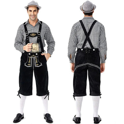 Men Bavarian Beer Male Shirt Rompers Shorts Set Cosplay Costume German Oktoberfest Costumes Halloween Festival Party Outfit