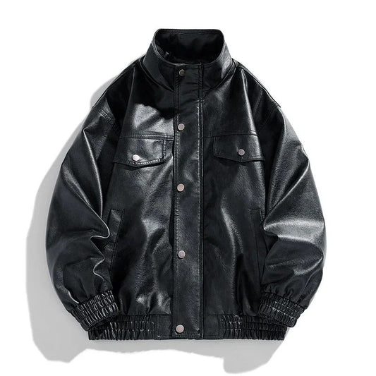New Retro High Street Versatile Couple Motorcycle Fashionable Breathable Coat Winter Men Handsome Trendy Leather Jacket Comfort