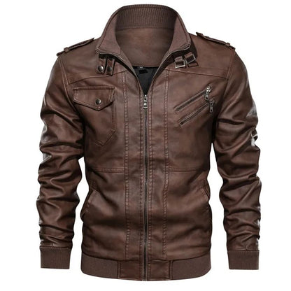 New Men's Leather Jackets Autumn Casual Motorcycle PU Jacket Biker Leather Coats Brand Clothing EU Size