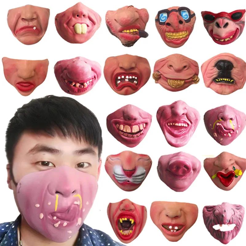 Funny Latex Half Face Masks Adult Clown Mask Horrible Masks Humorous Funny Elastic Band Faced Mask Halloween Party Cosplay Props