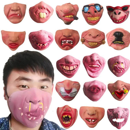 Funny Latex Half Face Masks Adult Clown Mask Horrible Masks Humorous Funny Elastic Band Faced Mask Halloween Party Cosplay Props
