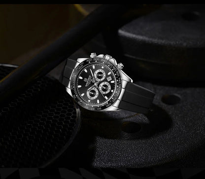 NAVIFORCE Brand NF8054 Men's Business Watches Luxury Classic Quartz Wristwatch Chronograph Silicone Band Waterproof